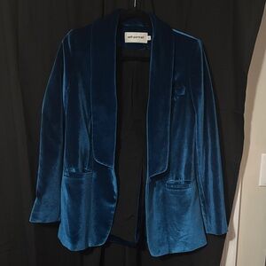 Self-Portrait Teal Velvet Blazer